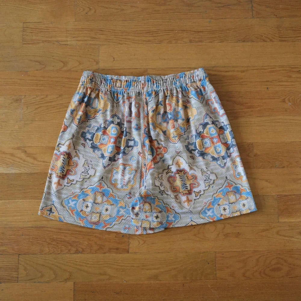 Eric Emanuel Shorts Mens Multi Tapestry Print Mesh Streetwear XXL Basic